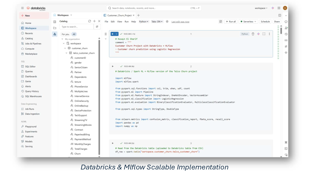 Databricks MLflow Implementation for Telco Churn Classification